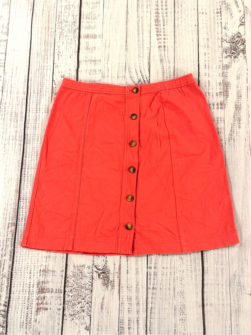 Vintage Orvis Women's 12 Coral Button Up Skirt Made In Honk Kong Cotton Academia